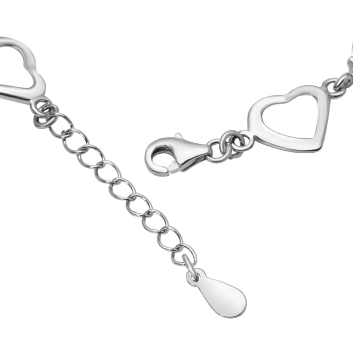 Estate Jewelry Floating Heart Bracelet In Sterling Silver With Princess Zirconias, 7 Inches