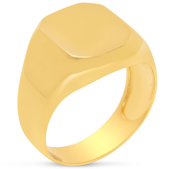 Estate Jewelry Gents Octagon Shape Signet Ring In Yellow Gold Overlay, Size 9.5