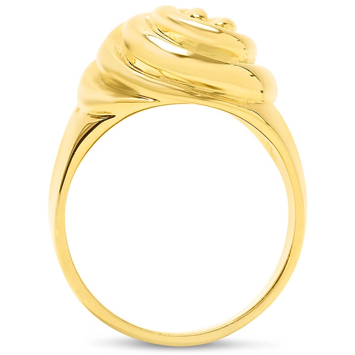 Estate Jewelry Swirl Dome Ring In Yellow Gold Overlay, Size 6