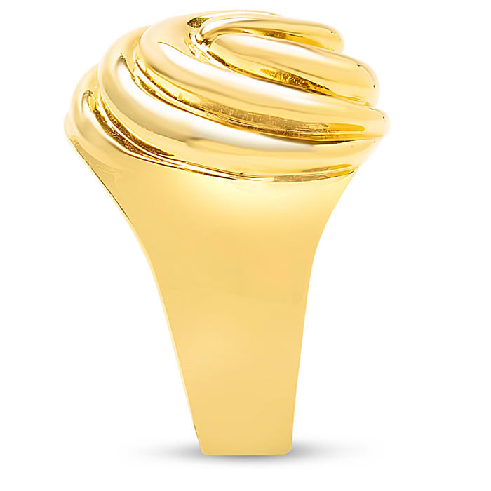 Estate Jewelry Swirl Dome Ring In Yellow Gold Overlay, Size 6