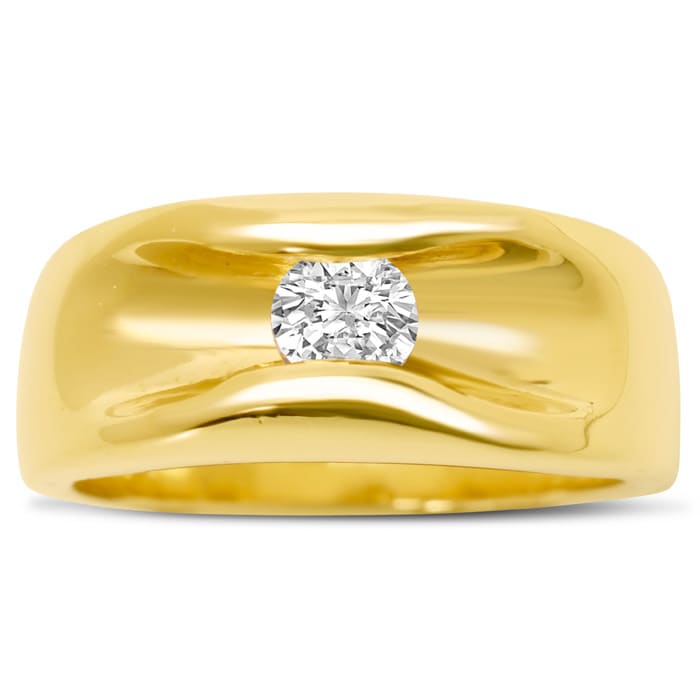 Estate Jewelry Gents Tension Set Solitaire Ring In Yellow Gold Overlay With Zirconia, Size 9