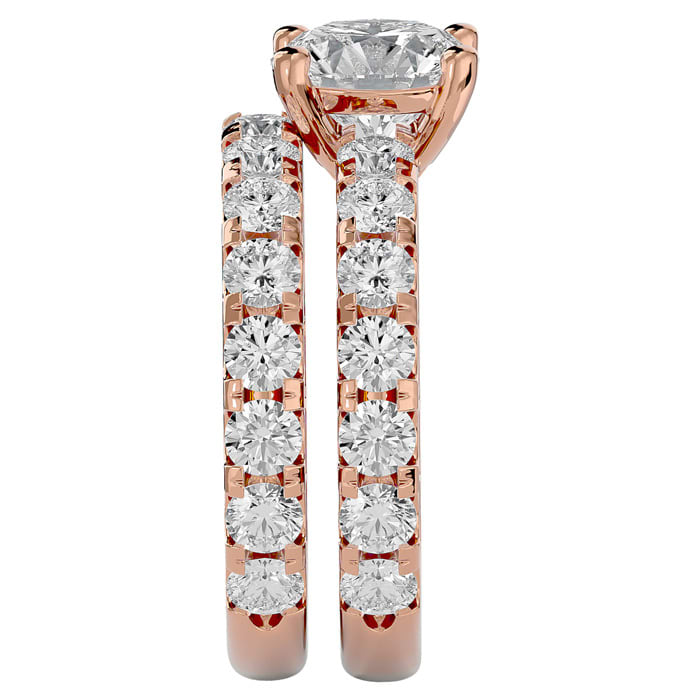 7 Carat Round Lab Grown Diamond Bridal Set In 14 Karat Rose Gold