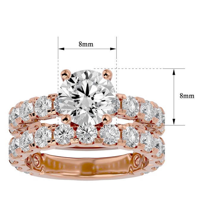 7 Carat Round Lab Grown Diamond Bridal Set In 14 Karat Rose Gold