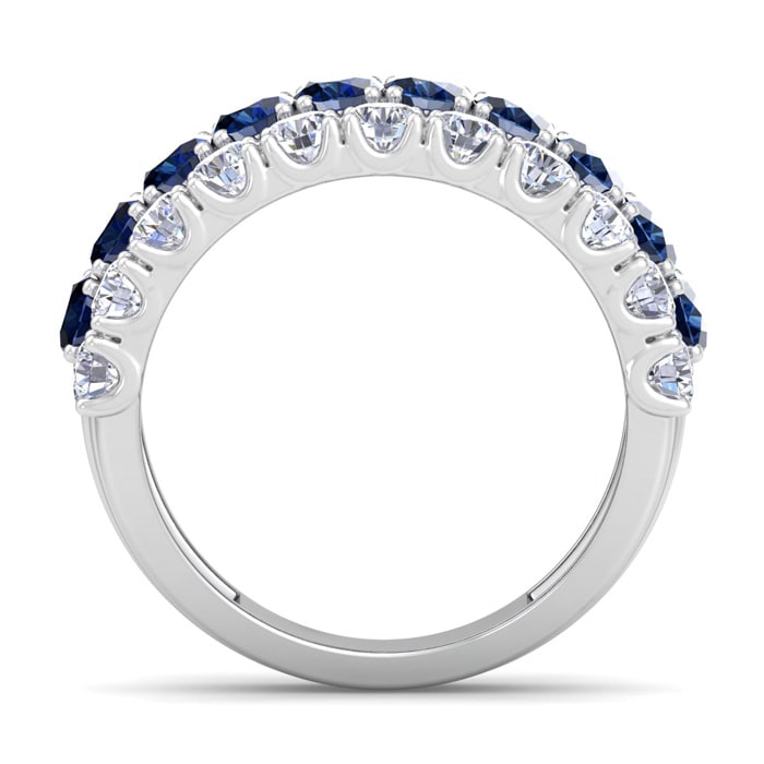 4 Carat Sapphire and Lab Grown Diamond Band Ring In 14K White Gold