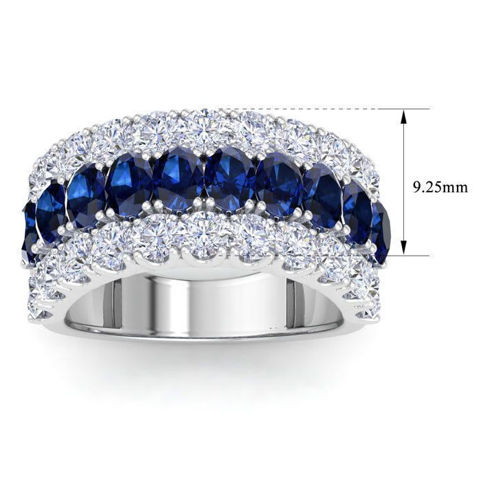 4 Carat Sapphire and Lab Grown Diamond Band Ring In 14K White Gold
