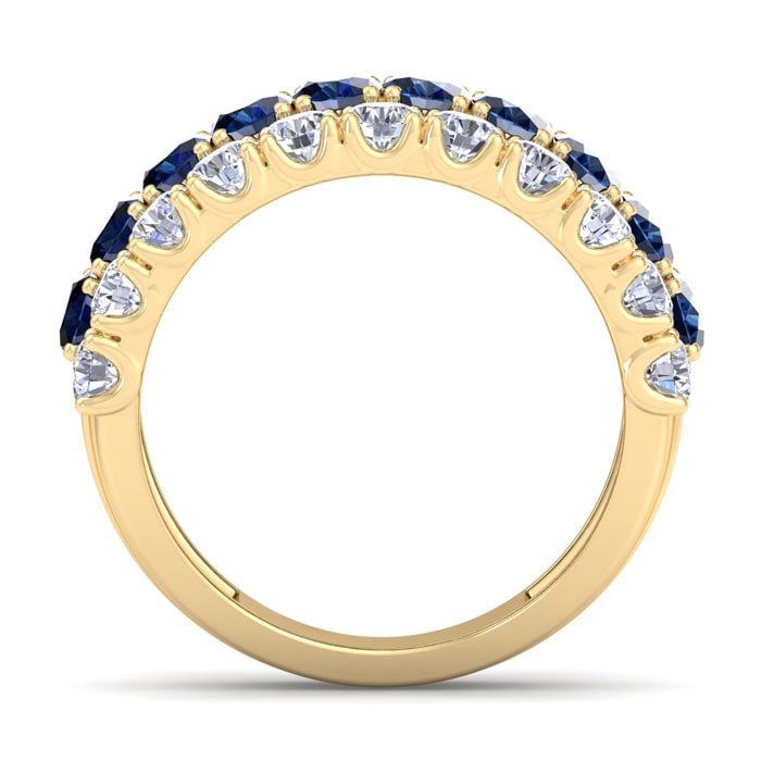 4 Carat Sapphire and Lab Grown Diamond Band Ring In 14K Yellow Gold
