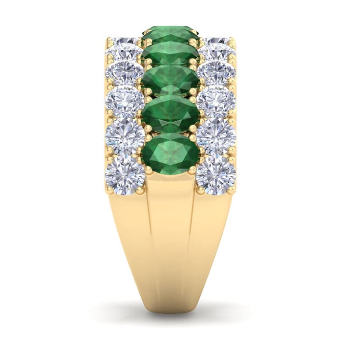 4 Carat Emerald and Lab Grown Diamond Band Ring In 14K Yellow Gold