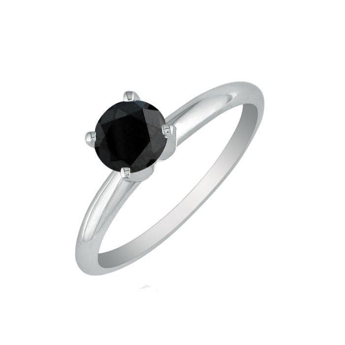 3/4 Carat Black Diamond Engagement Ring In 10K White Gold