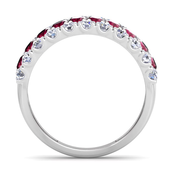 2 Carat Ruby and Lab Grown Diamond Band Ring In 14K White Gold
