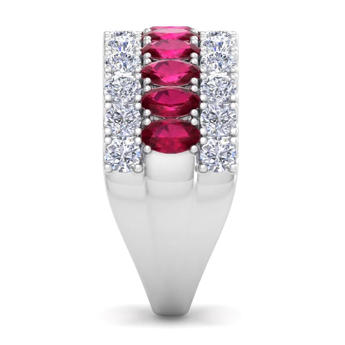 2 Carat Ruby and Lab Grown Diamond Band Ring In 14K White Gold
