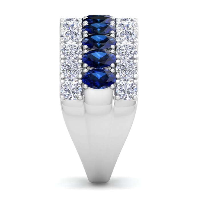 2 Carat Sapphire and Lab Grown Diamond Band Ring In 14K White Gold