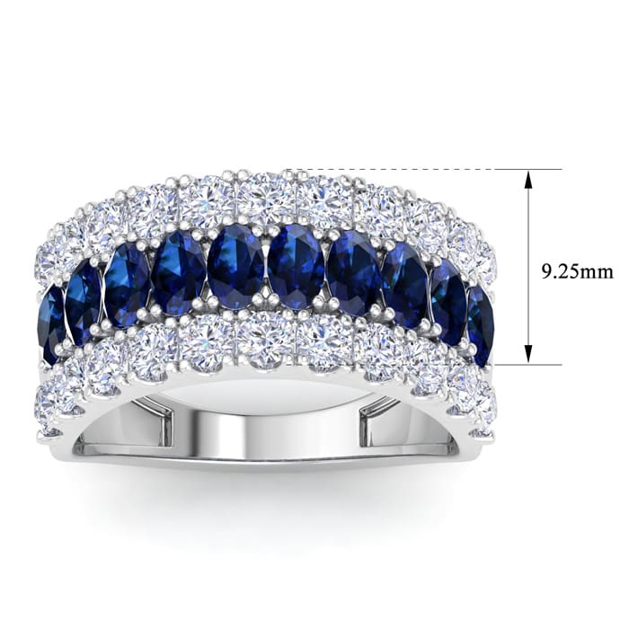 2 Carat Sapphire and Lab Grown Diamond Band Ring In 14K White Gold