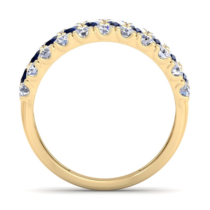 2 Carat Sapphire and Lab Grown Diamond Band Ring In 14K Yellow Gold