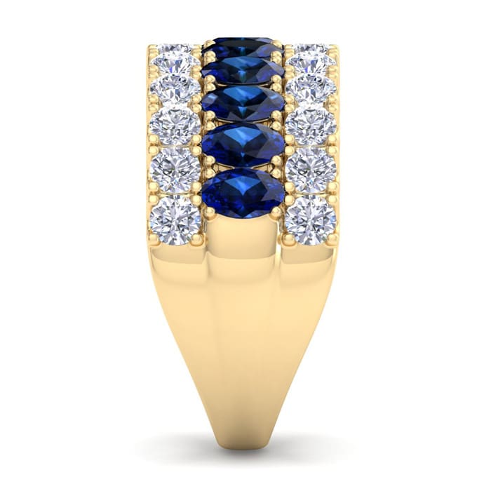 2 Carat Sapphire and Lab Grown Diamond Band Ring In 14K Yellow Gold