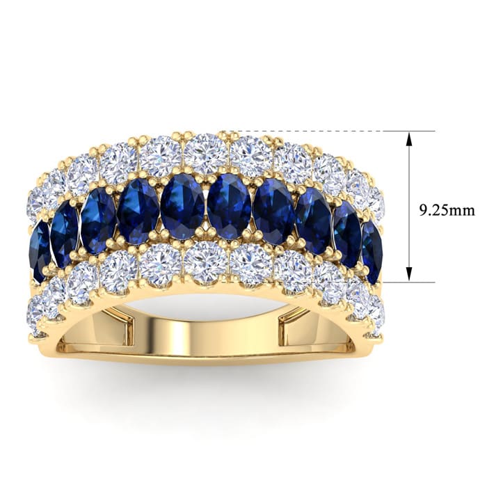 2 Carat Sapphire and Lab Grown Diamond Band Ring In 14K Yellow Gold