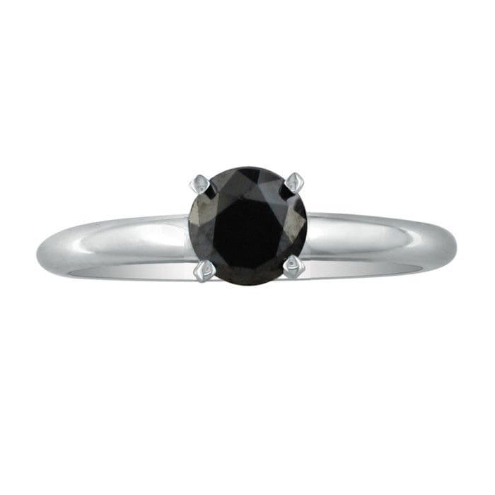 1 1/2 Carat Black Diamond Engagement Ring in 14K White Gold