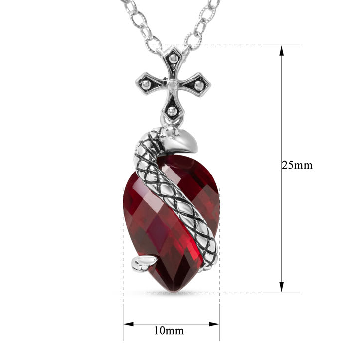 Sterling Silver Created Ruby Gothic Serpent Necklace, 18 Inches
