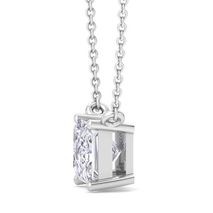 1 Carat Princess Cut Lab Grown Diamond Solitaire Necklace In Sterling Silver