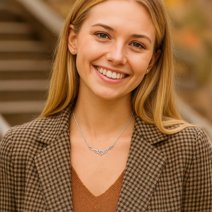 1/10 Carat Classic Diamond Statement Necklace in Sterling Silver, 18 Inches