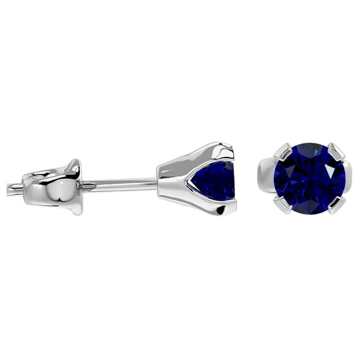 1/2 Carat Sapphire Stud Earrings In White Gold