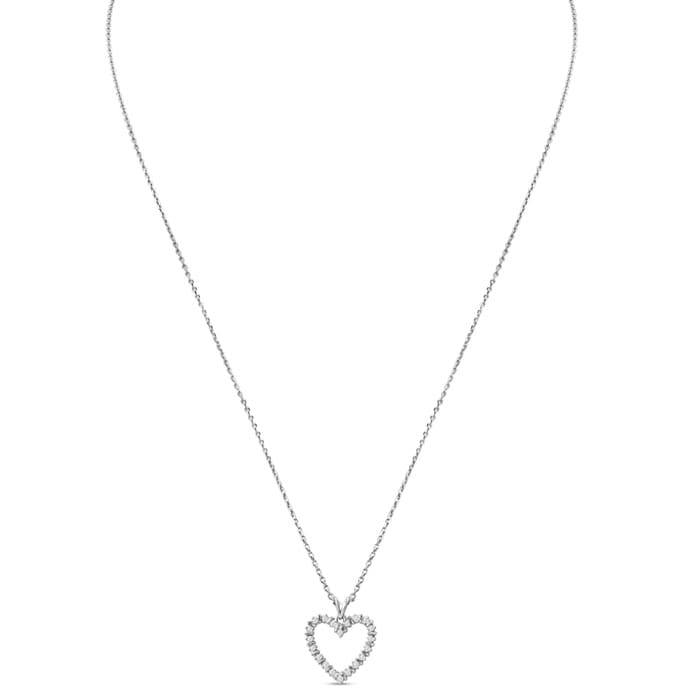 1/10 Carat Diamond Heart Necklace In Sterling Silver, 18 Inches