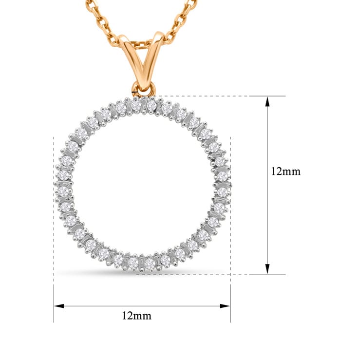 1/10 Carat Diamond Circle Necklace In 14K Rose Gold Over Sterling Silver, 18 Inches