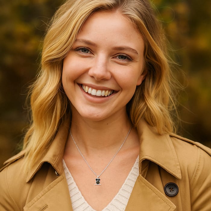 1/10 Carat Yellow Diamond Owl Necklace In Sterling Silver, 18 Inches