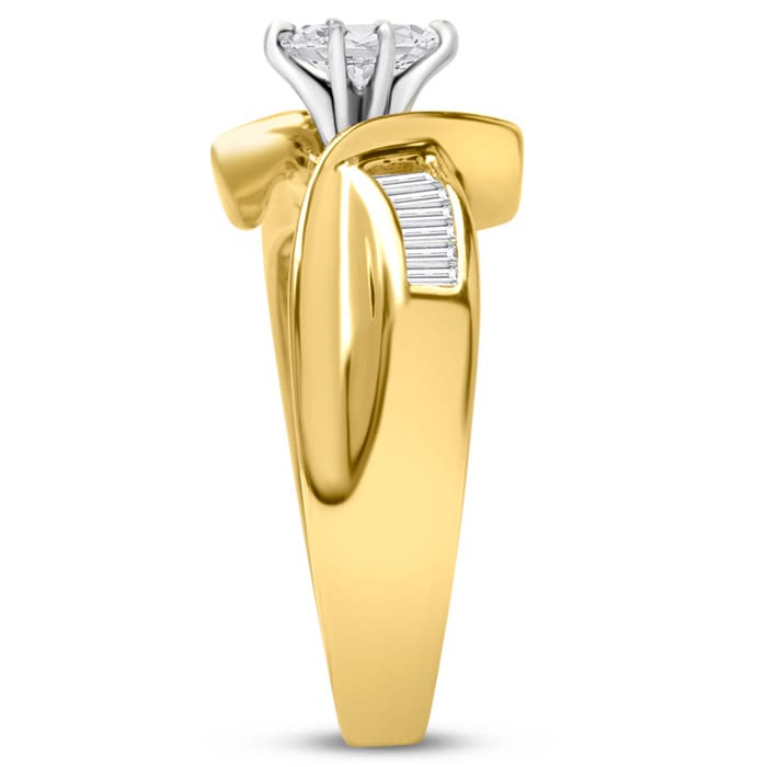 Estate Jewelry 1/3 Carat Marquise and Baguette Natural Diamond Engagement Ring, Size 6.5