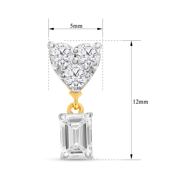 1 1/4 Carat Heart Shape Fancy Lab Grown Diamond Earrings In 14K Yellow Gold Over Sterling Silver