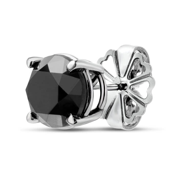 4 Carat Black Diamond Stud Earrings In Sterling Silver
