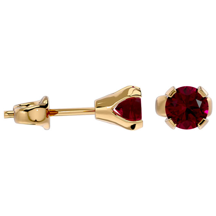 0.60 Carat Ruby Stud Earrings in Yellow Gold