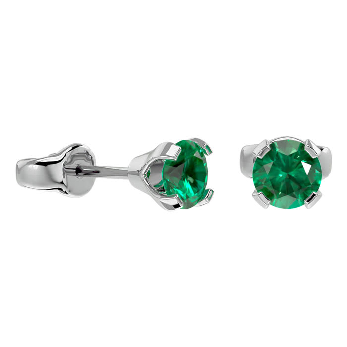 1/2 Carat Emerald Stud Earrings In White Gold