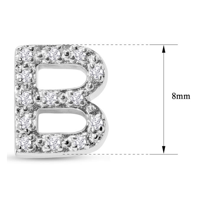 Sterling Silver Letter B Initial Earrings With Diamonds – Personalized Initial Jewelry