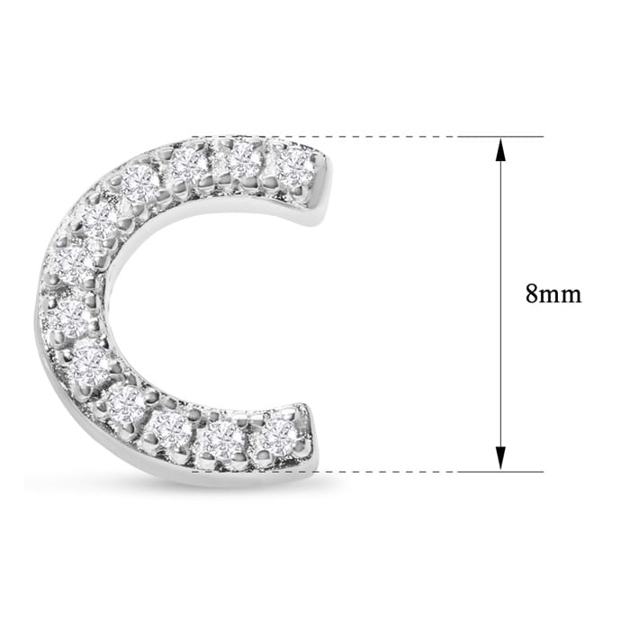 Sterling Silver Letter C Initial Earrings With Diamonds – Personalized Initial Jewelry