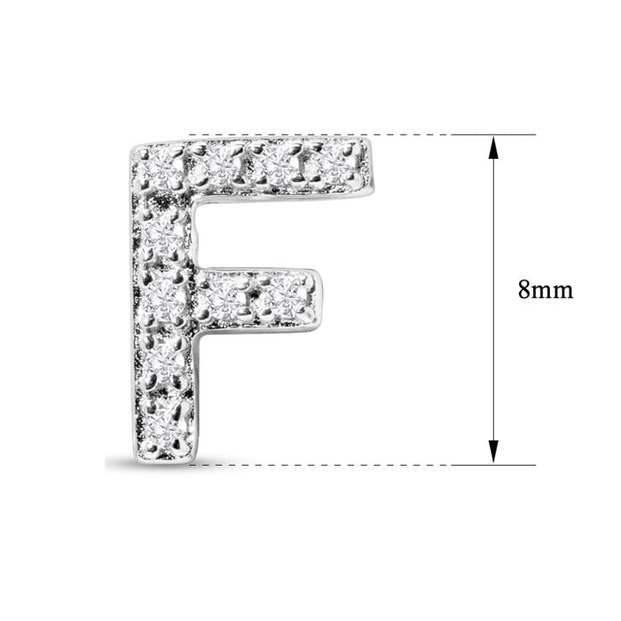 Sterling Silver Letter F Initial Earrings With Diamonds – Personalized Initial Jewelry