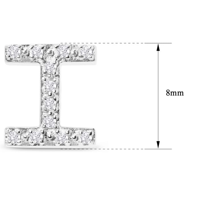 Sterling Silver Letter I Initial Earrings With Diamonds – Personalized Initial Jewelry