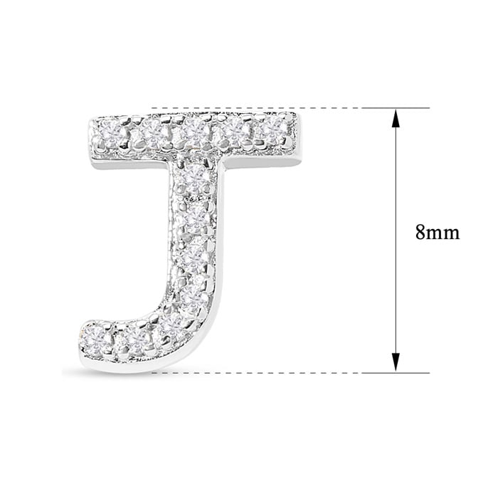 Sterling Silver Letter J Initial Earrings With Diamonds – Personalized Initial Jewelry
