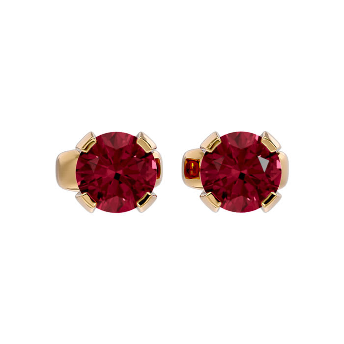 Garnet Earrings: Garnet Jewelry: 0.60 Carat Garnet Stud Earrings in Yellow Gold