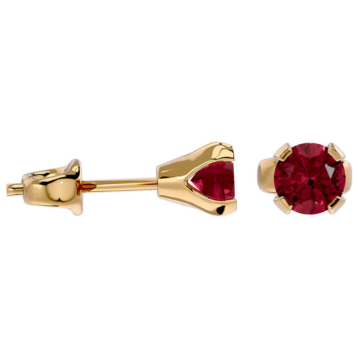 Garnet Earrings: Garnet Jewelry: 0.60 Carat Garnet Stud Earrings in Yellow Gold