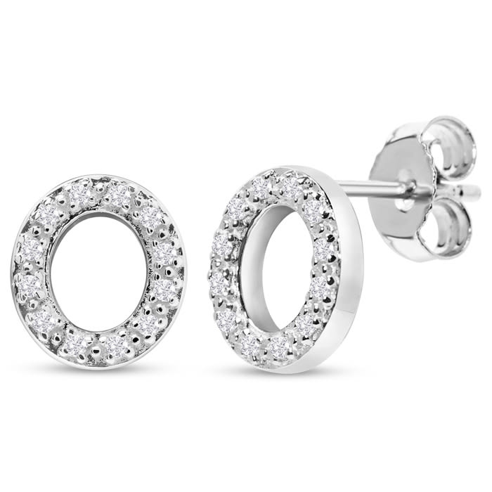 Sterling Silver Letter O Initial Earrings With Diamonds – Personalized Initial Jewelry