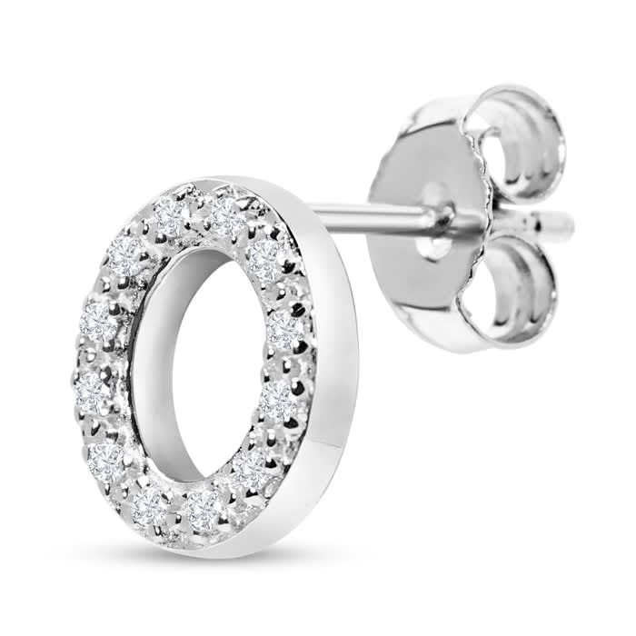 Sterling Silver Letter O Initial Earrings With Diamonds – Personalized Initial Jewelry