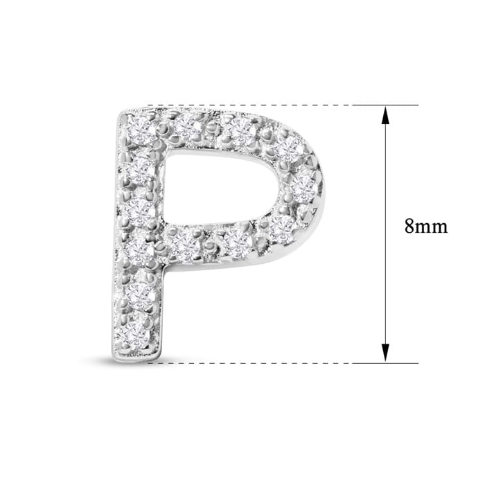 Sterling Silver Letter P Initial Earrings With Diamonds – Personalized Initial Jewelry