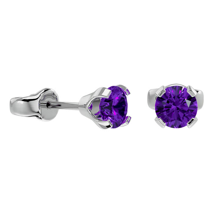 1/2 Carat Amethyst Stud Earrings In White Gold
