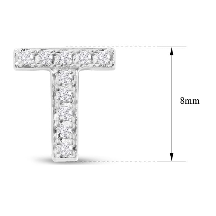 Sterling Silver Letter T Initial Earrings With Diamonds – Personalized Initial Jewelry