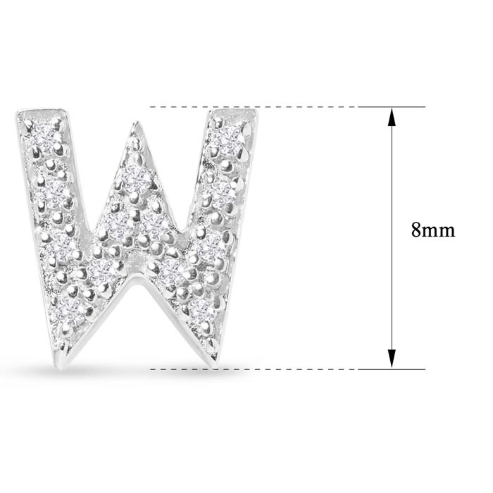 Sterling Silver Letter W Initial Earrings With Diamonds – Personalized Initial Jewelry