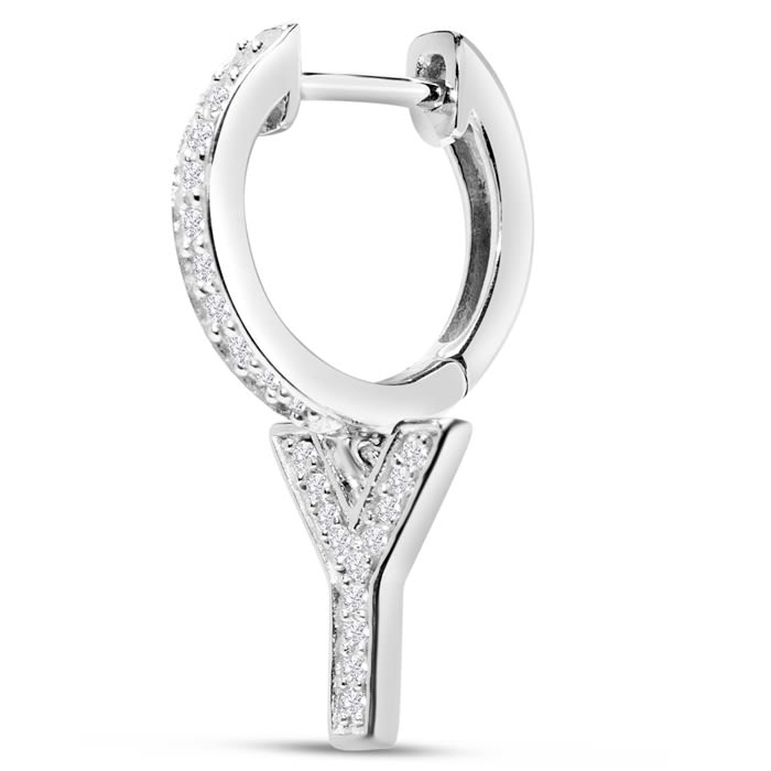 Sterling Silver Letter Y Initial Earrings, Diamond Drop Earrings – Personalized Initial Jewelry