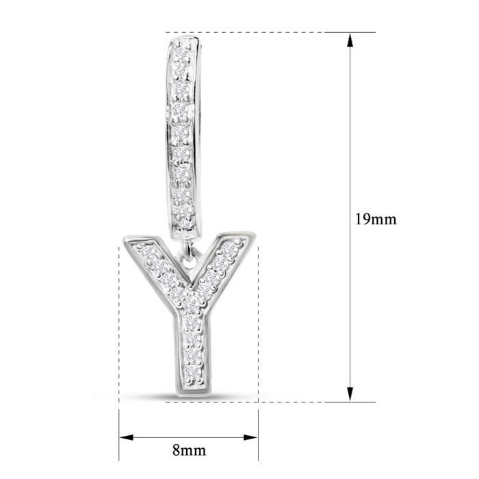 Sterling Silver Letter Y Initial Earrings, Diamond Drop Earrings – Personalized Initial Jewelry