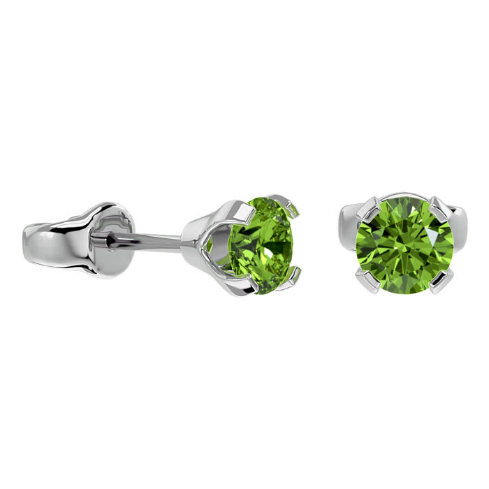 1/2 Carat Peridot Stud Earrings In White Gold