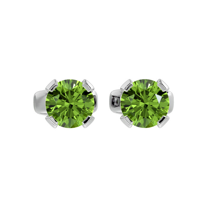 1/2 Carat Peridot Stud Earrings In White Gold