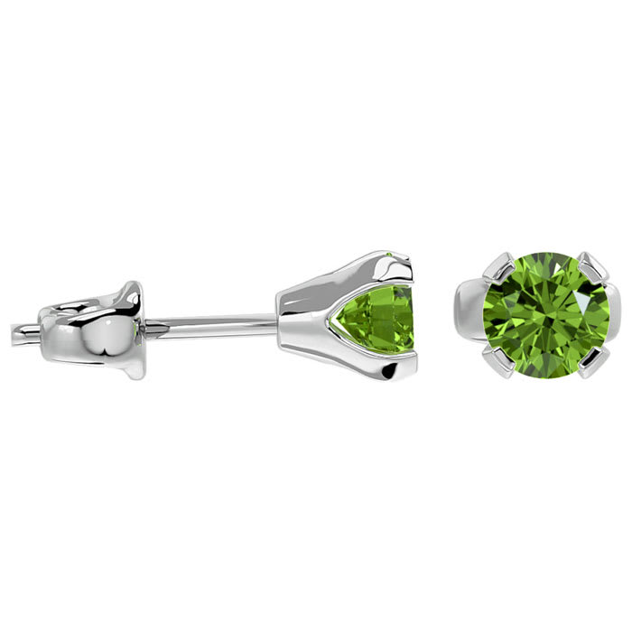 1/2 Carat Peridot Stud Earrings In White Gold
